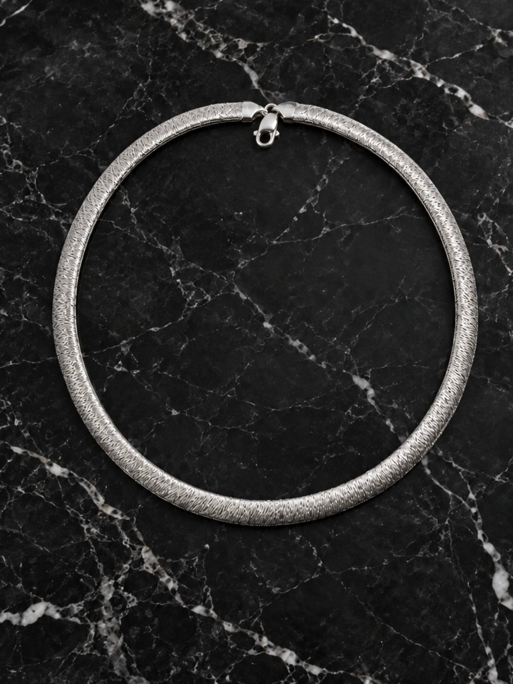 Vintage Milor Italy Sterling Silver Flat Fancy Chain Choker Collar Necklace 17"